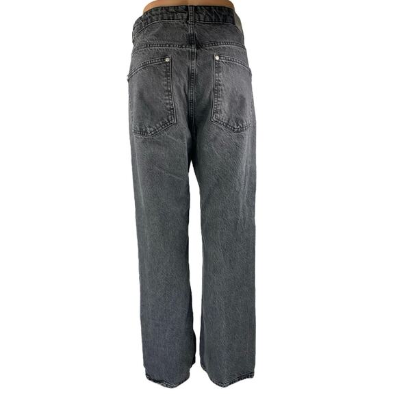 Zara Women's Black High Waisted Straight Wide Leg Denim Jeans Pants Size 10 - Picture 3 of 5